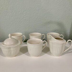 VTG~Mikasa Italian Countryside Creamer Sugar + 4 mugs